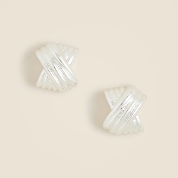 J. Crew Jewelry - J. Crew Puffy Crisscross Stud Earrings 7/8" long Color: Silver Mirror